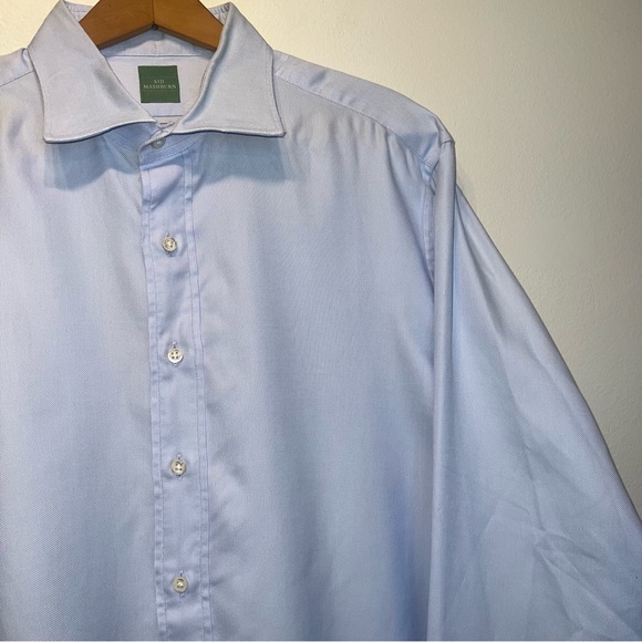 SID MASHBURN Mens DRESS SHIRT BLUE Pinpoint Cotton Chest Size 48" - Picture 2 of 11
